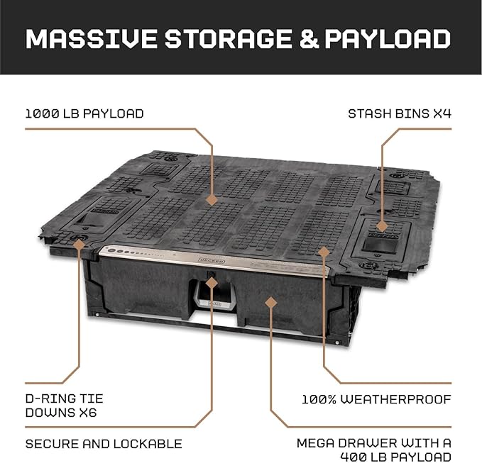 DECKED Truck Bed Storage System with System Accessories | Compatible with Toyota Tacoma (2005-2023) 6'2"