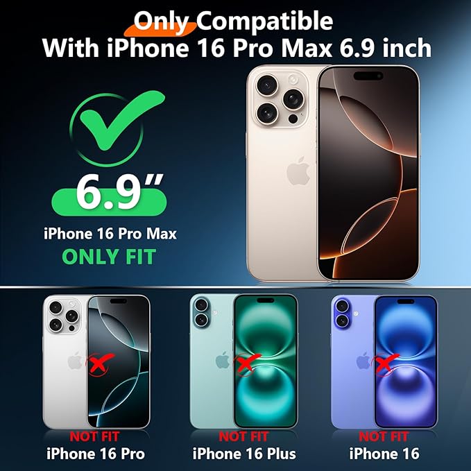 2025 New Designed for iPhone 16 Pro Max Case Waterproof, [Compatible With MagSafe][Built-in Screen & Camera Protector][Full Body Shockproof][IP68 Underwater][Dustproof][Dropproof] Phone Case 6.9"