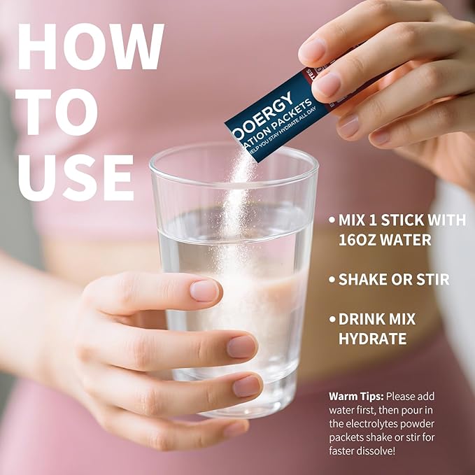 Electrolytes Powder Packets Sugar Free Hydration Packets, Liquid Daily IV Electrolyte Drink Mixex for Rehydration with Electrolytes, Vitamins, 0 Calorie, Cherry Pomegranate 20 Sticks