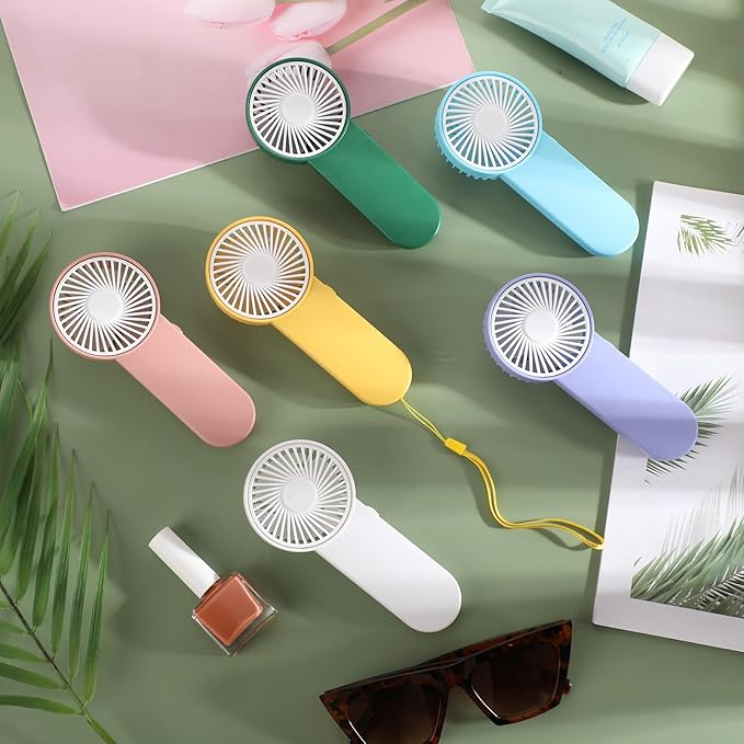 Sumind 36 Pcs Small Personal Portable Fan Mini Handheld Bulk 1 Speed Electric Cute Battery Powered for Neck Lash Makeup Women Men Travel Camping Indoor Outdoor Summer (6 Colors)