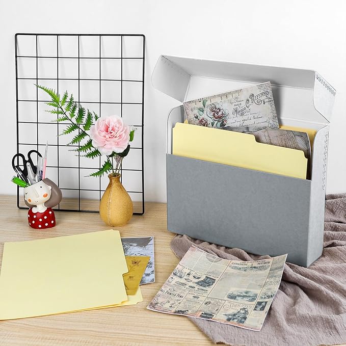 Lineco Archival Document Storage Box with Metal Edge, Acid-Free Gray Boxboard, Organize and Store Files, Prints, Photos, Letter-Sized Case 12.5" x 10.5" x 2.5" Wide, Pack of 2