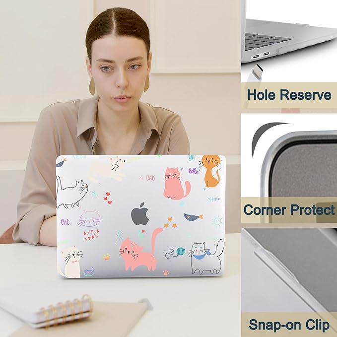 Laptop Case for New MacBook Pro 13 inch M1 M2 2016-2022 Release (Model A2338 A2289 A2251 A2159 A1989 A1708 A1706),Arts Pro 13.3" Hard Case Cover & Keyboard Cover,Cat & Star