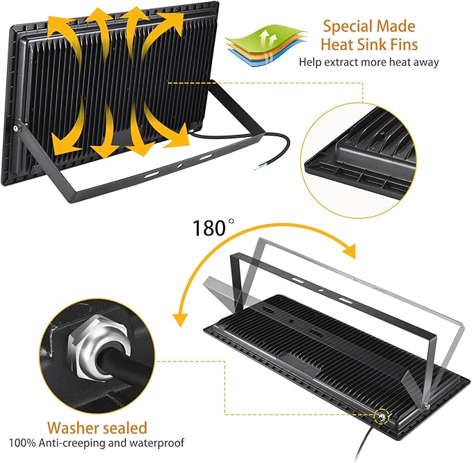 XYCN 500W LED Flood Light,(2750W Equivalent) Super Bright 58,500LM Daylight 5000K IP66 Waterproof Security Outdoor LED Arena Lights,Commercial Lighting Floodlight for Backyard|Court|Stadium|Fields