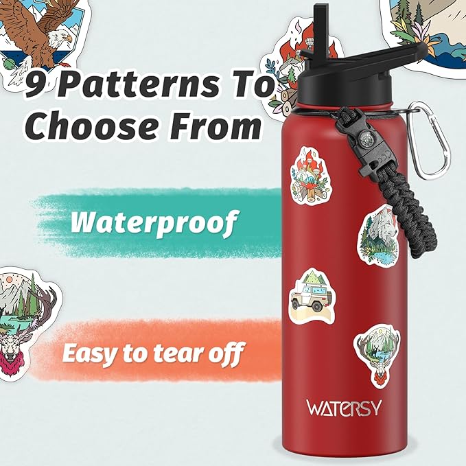 40oz Insulated Water Bottle (Cold for 48 Hrs),BPA Free&Leak Proof,Stainless Steel Water Flask,Water Jug with Straw Spout Lids for Gym,Hiking,Travel,Red
