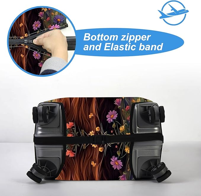 Luggage Cover Protector for 19-20 Inch Suitcases, TSA Approved Elastic Travel Suitcase Covers, Anti-Scratch Washable Luggage Sleeve for Carry On & Checked Bags, Cute Highland Cow