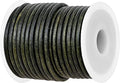 GENIQUE Real/Genuine Round Leather String Cord for Necklace, Bracelets, Jewellery, Braiding (Green Distressed, 4mm)