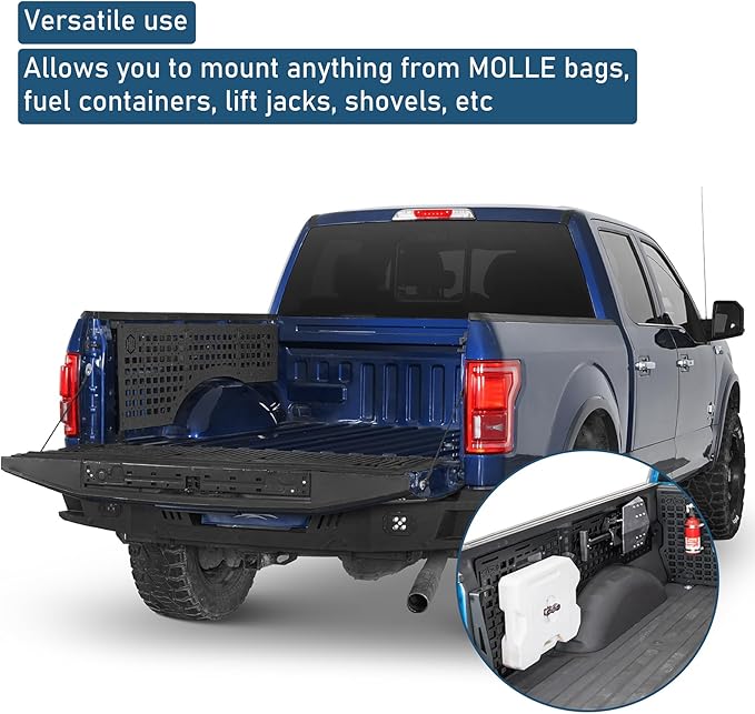 Hooke Road F150 Side Truck Bed MOLLE Panels Cargo Rack for 2015-2026 Ford F-150 5.5FT, Modular Bed Side Storage for Tools, Gear & Overlanding, No-Drill Bolt-On - 1 Pair