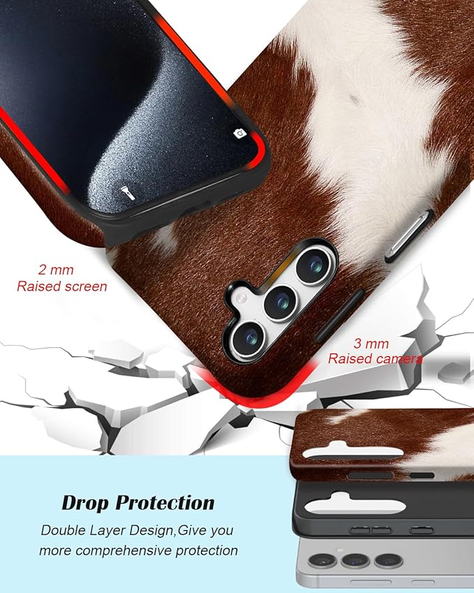 Compatible for Samsung Galaxy A16 5G Case, Dual Layer Heavy Duty 2 in 1 Shockproof Protective Phone Case,Western Cowhide Print Luxury Design