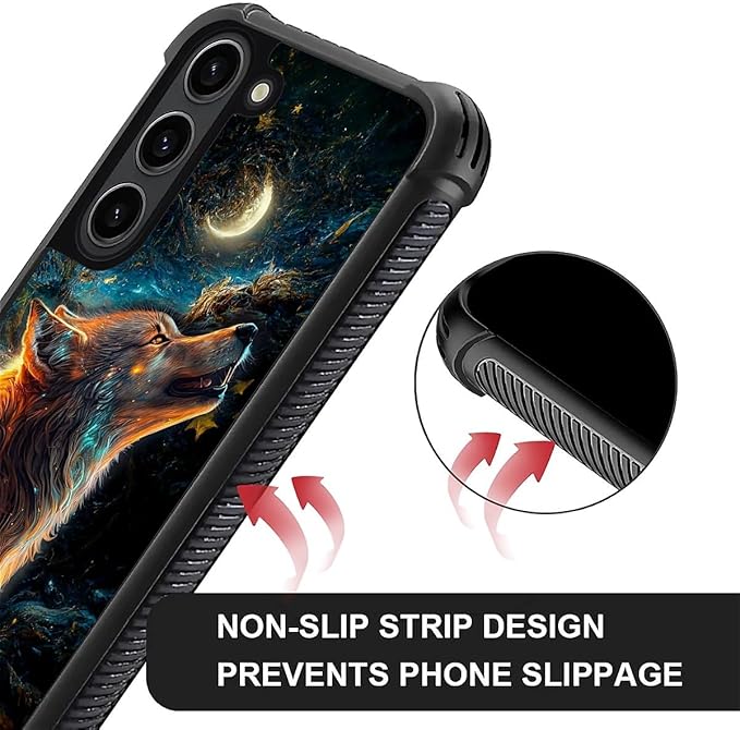 for Samsung Galaxy S23 Plus Case, Star Cave Hungry Wolf Pattern Graphic Design Girl Boy Soft Silicone Hard Acrylic Shock Protection for Samsung Galaxy S23 Plus
