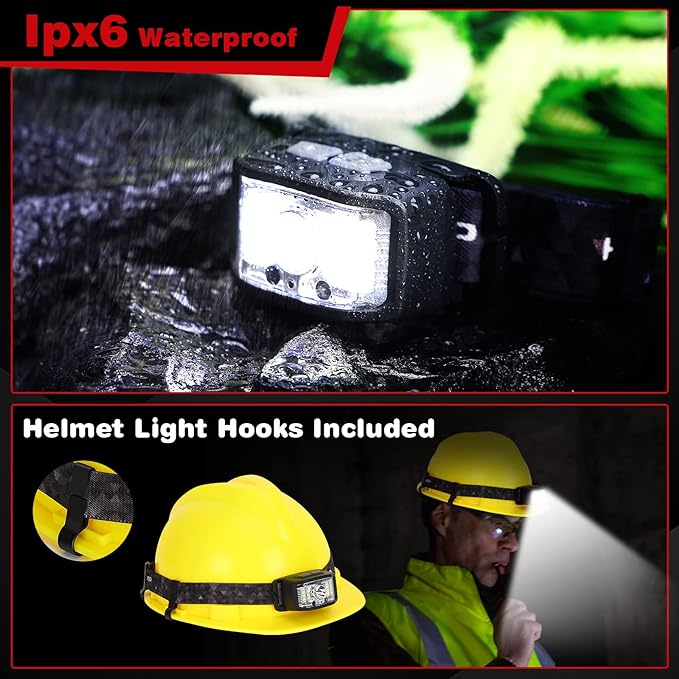 Headlamp Rechargeable,2 Pack 2000 Lumen Super Bright Led Headlamp,16 Modes Motion Sensor Head Lamp,Ipx6 Waterproof Lightweight Headlight,White Red Flashlight For Fishing Camping Hunting Essentials
