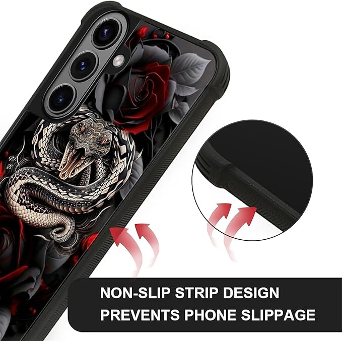 for Samsung Galaxy S26 Case,Graphic Design for Girl Boy Soft Silicone Hard Acrylic Shock Protection Designed for Samsung Galaxy S26 Entwined Rose Snake Pattern