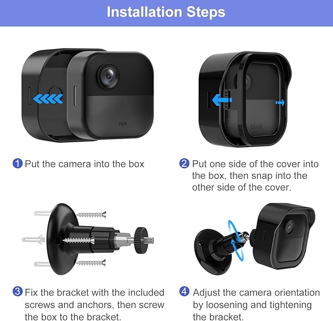 Wall Mount for Blink Outdoor 4th Gen and 3rd Gen, 4 Pack Weatherproof Protective Housing and 360 Degree Adjustable Mounting with Sync Module Mount (Blink Camera Not Included, White)