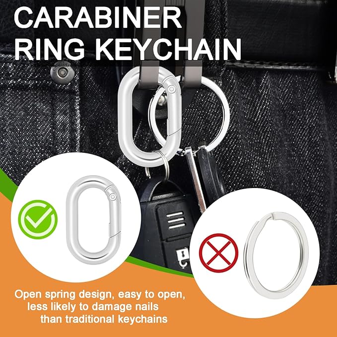 12Pack 3/4 Inch Small Oval Keyring, Metal Tiny Carabiner Spring Snap Hooks Clip for Paracord Keychain Lanyard, Car Key Rings, Pets Collar Buckles, Purse Keychain Replacement (Assorted)