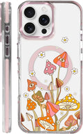 Case for iPhone 16 Pro,[Compatible with MagSafe],Retro Mushroom Sunflower Phone Case Design，for Women Girls Magnetic Clear Cover - Slim, Sleek, & Shockproof Protection