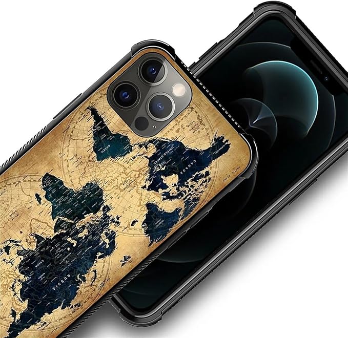for iPhone 11 Pro Case, Brown World Map Pattern Made of Soft Silicone Hard Acrylic Shock Protection for iPhone 11 Pro