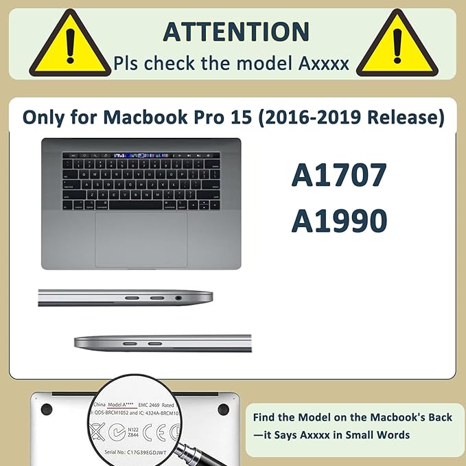 Case for New MacBook Pro 15 inch 2019 2018 2017 2016 Release (Model A1990 A1707),Anti-Fingerprint Hardshell Protective Case Cover & Keyboard Cover for Pro 15.3",Black Marble