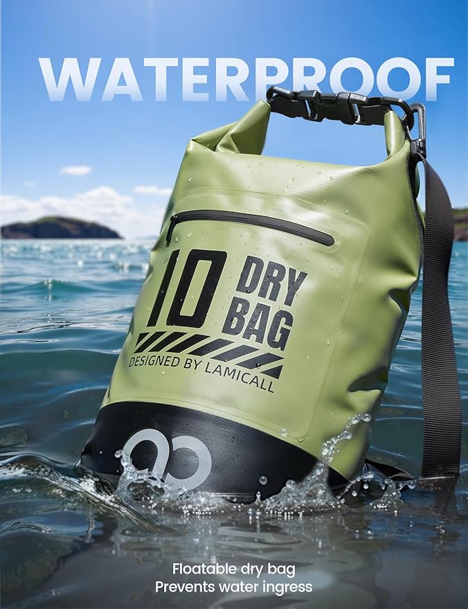 Lamicall Small Dry Bag, Waterproof Bag - [Durable & Floating] 5L/10L/20L/30L/40L Water Proof Bag with Waterproof Phone Pouch, Keeps Gear Dry Sack for Kayak Swim Boat Paddle Boarding Hiking Fishing
