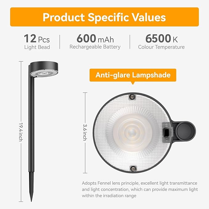 Ahaorigin 4 Pack Solar Pathway Lights Outdoor, 12 Brighter LED Solar Lights Outdoor Waterproof, Up to 12 Hrs Modern Path Light for Yard Garden Walkway Driveway Lawn, Cool White