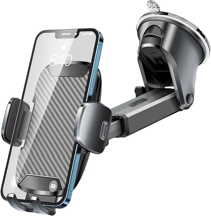 Phone Holder Mount for Car [Strong Suction] Hands-Free Universal Cell Phone Mounts for Dashboard/Windshield, 360° Rotation Extendable Mobile Car Holder for Smartphones