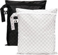 Bumkins Roamio - Waterproof Wet Bag - For Baby, Travel, Swim Suit, Cloth Diapers, Pump Parts, Pool, Gym, Toiletry, Strap to Stroller - Reusable & Easy to Clean - 2pk - Black Check & Off White