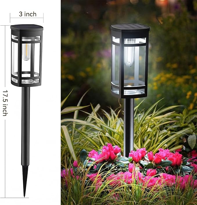EXCMARK 8 Pack Solar Lights Outdoor Waterproof for Garden Pathway Walkway Driveway Yard Lawn Decorative Landscape Lighting. (Cool White Light, 8)