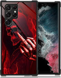 for Samsung Galaxy S22 Ultra Case, Gestures Funny Skull Pattern Graphic Design Girl Boy Soft Silicone Hard Acrylic Shock Protection for Samsung Galaxy S22 Ultra