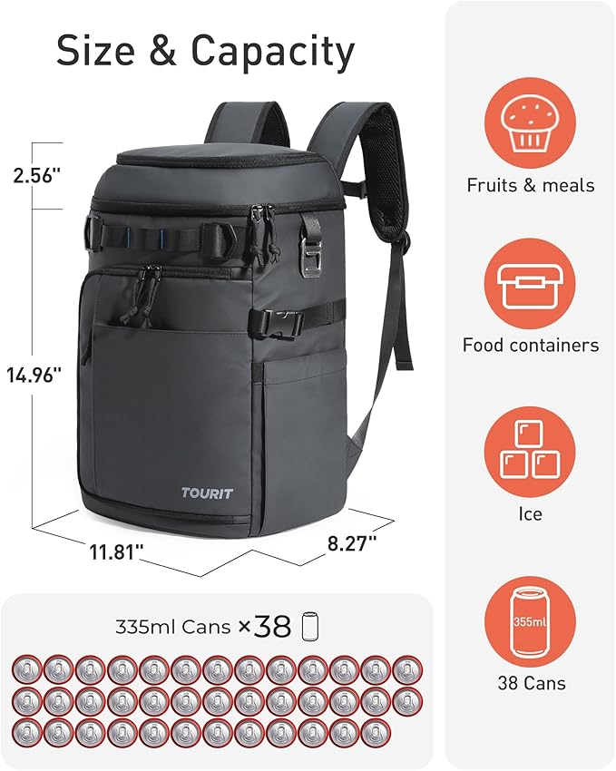 TOURIT Cooler Backpack Lightweight Insulated Backpack Cooler Leak-Proof for Men and Women, Sports Fan Coolers