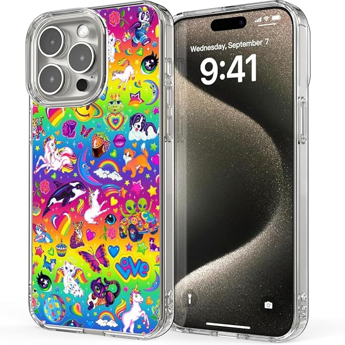 Generic Phone Case Pattern Pc Vomit Bumper Lisa Scratch Frank Cute Rainbow TPU Y2k Accessories Collage Compatible with iPhone 14 Pro Anti-Scratch Clear Transparent