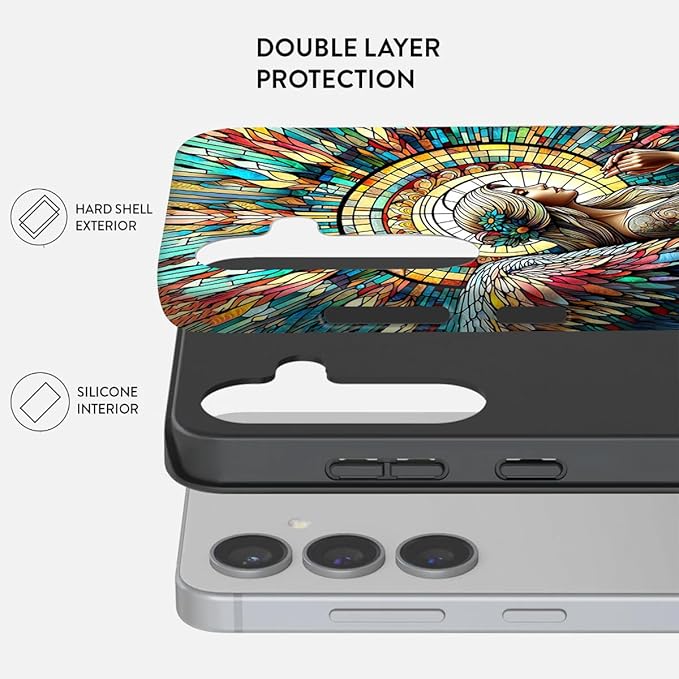 Compatible for Samsung Galaxy S25 5G Case, Dual Layer Heavy Duty 2 in 1 Shockproof Protective Phone Case,Angel