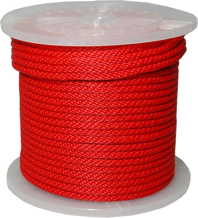 T.W Evans Cordage 98015 5/8-Inch by 200-Feet Solid Braid Propylene Multifilament Derby Rope, Red