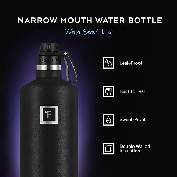 IRON °FLASK Camping & Hiking Hydration Flask with Spout, BPA-Free Insulated Stainless Steel Sports Water Bottle - 64 oz Bubble Gum