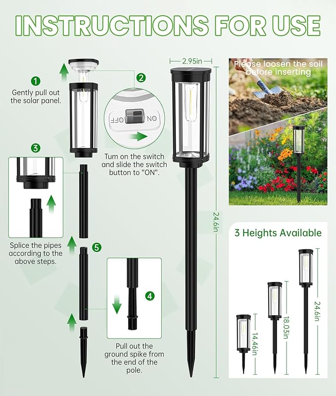 BITPOTT Bright Solar Pathway Lights, 4 Pack Solar Lights Outdoor Waterproof IP65, Long Lasting Outdoor Light for Yard Garden Walkway Landscape Lawn Patio