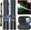 Banral Flashlights High Lumens Rechargeable - Super Bright Tactical LED Flash Light, Dimmable&Memory Function Powerful Waterproof Flashlight for Camping,6 Modes,Zoomable,LCD Display (2, Black)