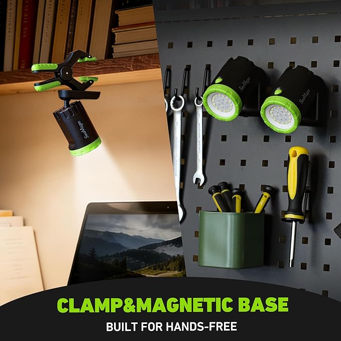 2-Pack Rechargeable LED Work Lights, 360-Degree Adjustable Spotlights with Magnetic Base, Clamp Lights for Barbecue, Workshop, Construction Site, Car Repairing and Home Using