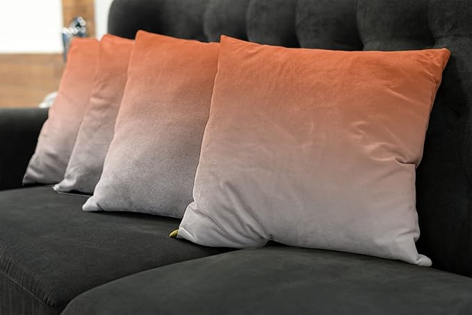 Ambesonne Ombre Decorative Throw Pillow Case Pack of 4, Scorching Sunset in The Hot Desert Inspired Dusk Orange Ombre Digital Art Design Print, Cushion Cover for Couch Living Room Car, 20", Orange