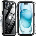 SPIDERCASE for iPhone 15 Case Waterproof, Built-in Lens & Screen Protector, Full Heavy Duty Protection, 12FT Military Shockproof, Dustproof Phone Case,Black