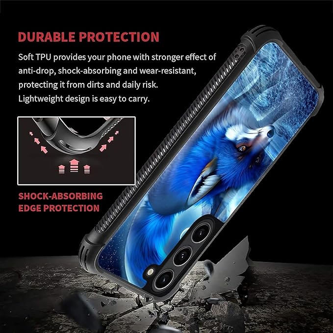 for Samsung Galaxy S23 Plus Case, Snowy Mountain Fox Lake Pattern Graphic Design Girl Boy Soft Silicone Hard Acrylic Shock Protection for Samsung Galaxy S23 Plus
