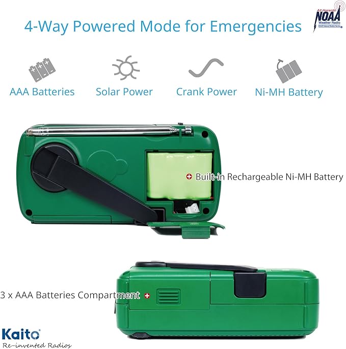Kaito Best NOAA and SW Portable Solar/Hand Crank AM/FM, Shortwave & NOAA Weather Emergency Radio with USB Cell Phone Charger & LED Flashlight (Yellow)
