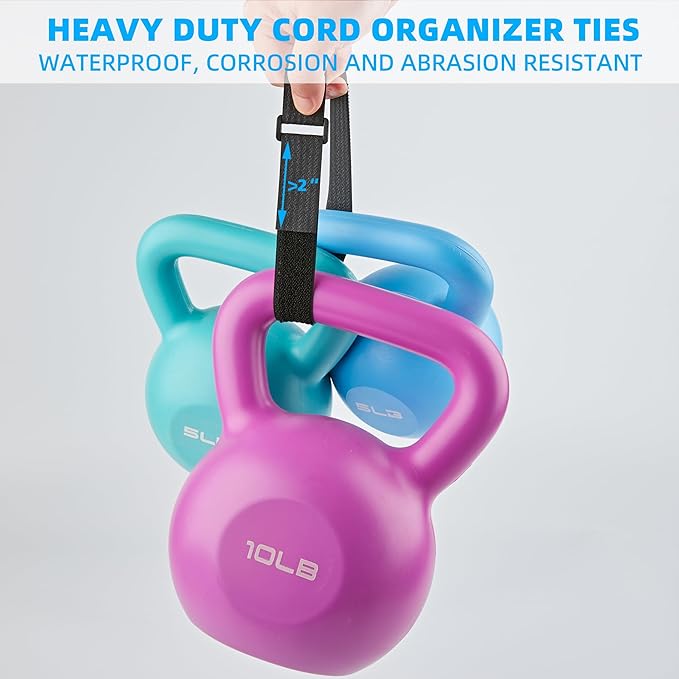 1" x 30ft Nylon Hook and Loop Cable Straps Roll with 40 Plastic Buckles - Reusable, Adjustable, Cut-to-Length for Organizing Cords, Wires & Storage Solutions