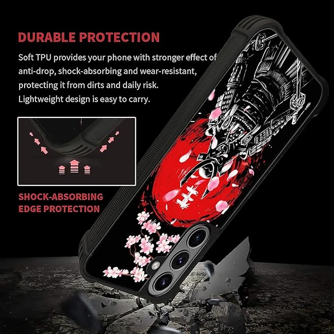 for Samsung Galaxy S26 Plus Case,Graphic Design for Girl Boy Soft Silicone Hard Acrylic Shock Protection Designed for Samsung Galaxy S26 Plus Sakura Japanese Samurai Pattern
