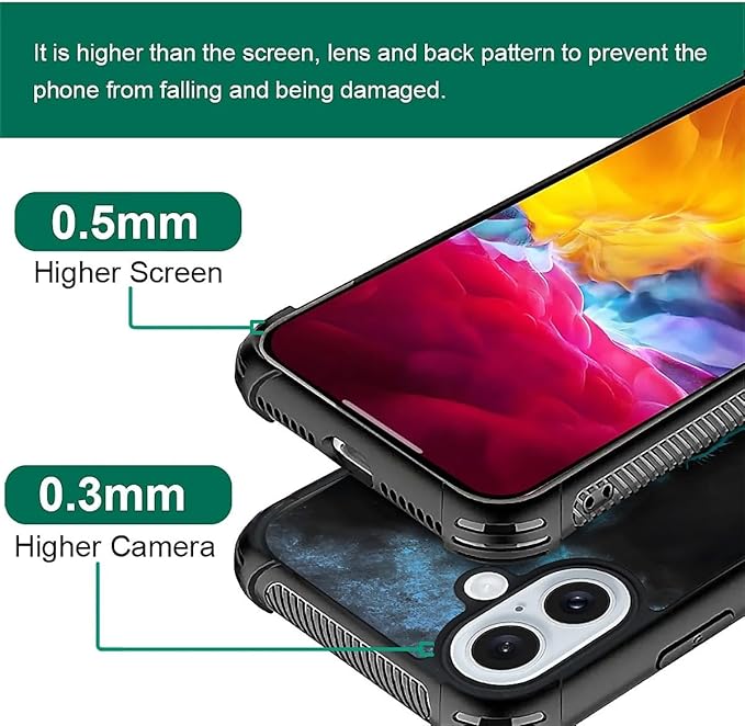 for iPhone 16 Plus Case, Blue Breathing Wolf Pattern Graphic Design Girl Boy Soft Silicone Hard Acrylic Shock Protection for iPhone 16 Plus
