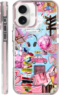 Case for iPhone 16 Plus,[Compatible with MagSafe],Cover Holiday Trip World Map Phone Case Design，for Women Girls Magnetic Clear Cover - Slim, Sleek, & Shockproof Protection