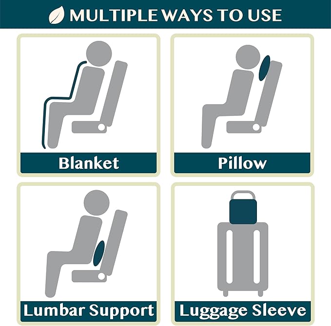 PAVILIA Travel Blanket Airplane Compact with Bag, Soft Packable Plane Blanket Kids Adults, Portable Camping Flight Essentials, Travelers Gifts Accessories, Luggage Backpack Strap, 65x40 Black
