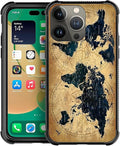 for iPhone 13 Pro Case, Brown World Map Pattern Graphic Design Girl Boy Soft Silicone Hard Acrylic Shock Protection for iPhone 13 Pro