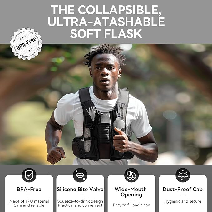 150ml Soft Flask Soft Water Bottle for Running, Hiking, Travelling, Cycling and Climbing, TPU Material, BPF-Free - White