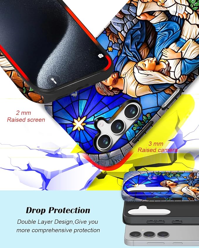 Compatible for Samsung Galaxy A37 5G Case, Dual Layer Heavy Duty 2 in 1 Shockproof Protective Phone Case,The Holy Family
