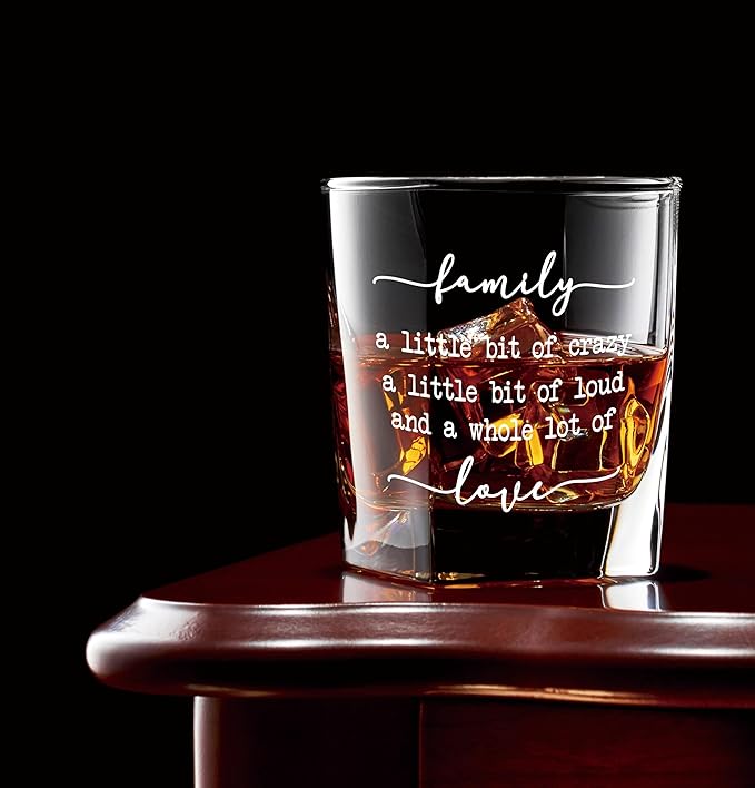 Nogrit Funny Family Quote Whiskey Glasses 10 oz, Best Housewarming Gifts 2025, Family Union Gifts Old Fashioned Rocks Glasses for Women Men Drinking Cocktail Scotch Vodka Tequila Rum
