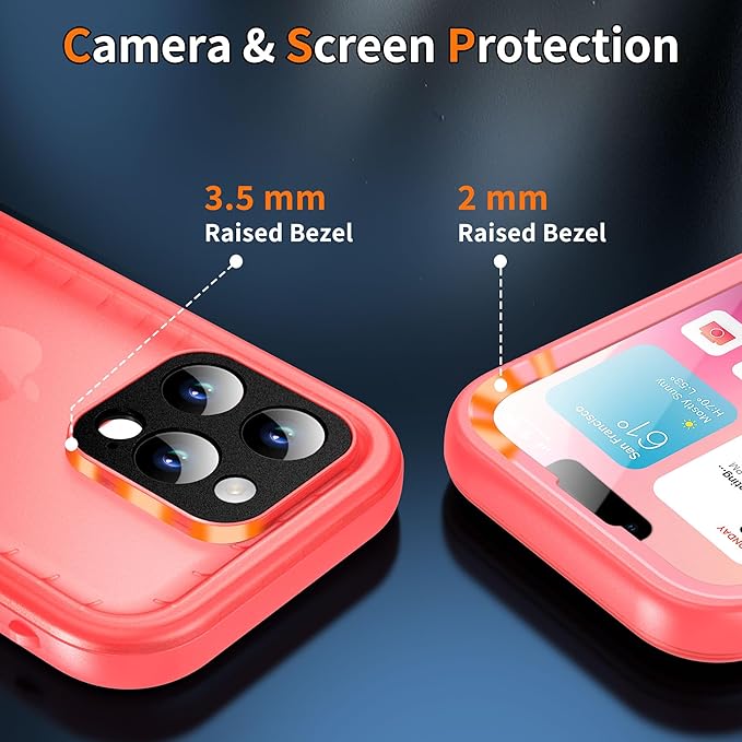 Cozycase for iPhone 15 Pro Waterproof Shockproof Dustproof Case - Heavy Duty/360 Full Body/Military Grade/Protective/Rugged 【8FT Drop Proof】 Built in Screen/Camera Protector with Lanyard Pink