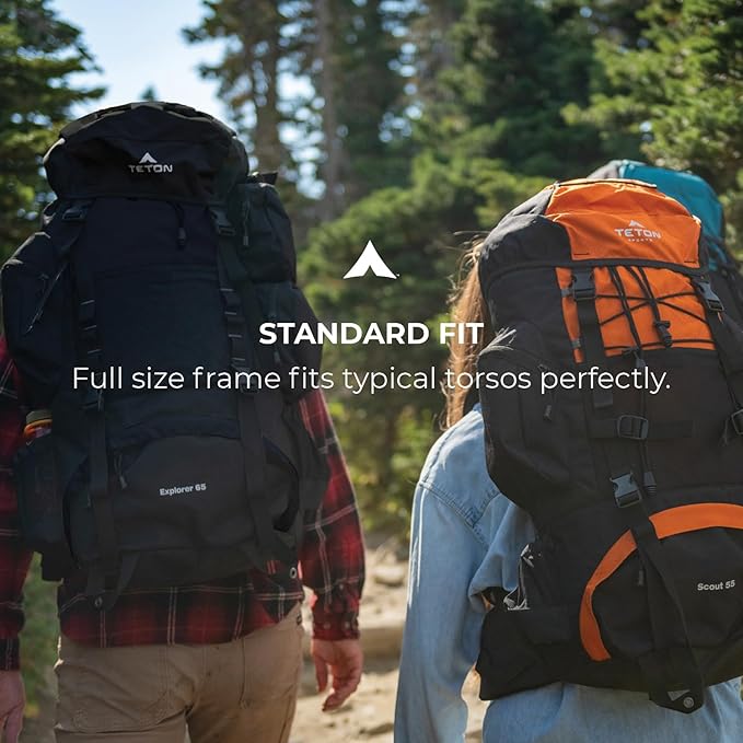 Teton 85L Explorer Internal Frame Backpack for Hiking, Camping, Backpacking, Rain Cover Included, Black