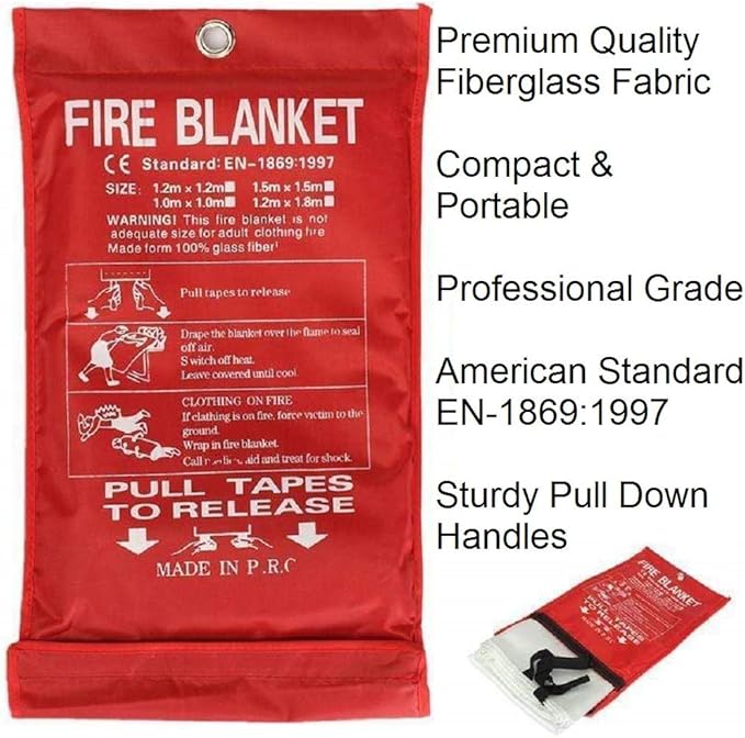Leberna Emergency Fire Blanket for Home and Kitchen - 2 Pack - Fire Blankets Emergency for Home Safety 40" x 40" - Suppression Shield Retardant Fiberglass Welding Fireproof Cloth Towel